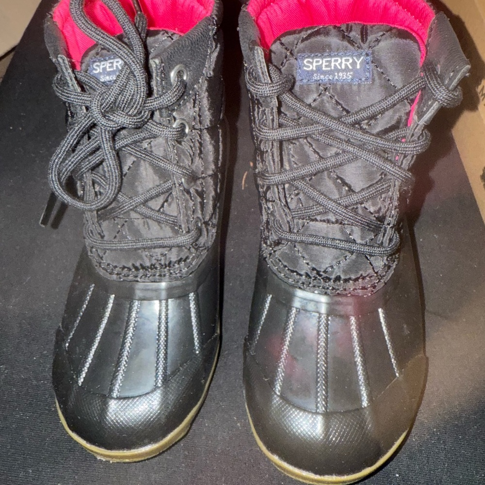 Sperry Kids Black and Red Rain Boots